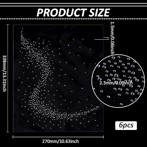 FINGERINSPIRE 6 Feuille de Transferts Thermocollants à Paillettes en Strass à Motif Étoile et Rivière 2Mm 3Mm Patch Rond Plat en Strass Thermofusible pour Vêtements Décoration DIY - Nail Gallerys