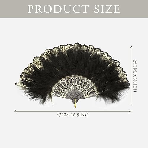 TUONYIS 2 Pièces Eventail Mariage Plume, Éventail Plumes Brodées, 1920s Éventail Plume, Éventail Pliable Mesdames, Accessoires Annee 20 Femme, pour Soirée Gatsby de Mariage Vintage (2 Pièces) - Nail Gallerys