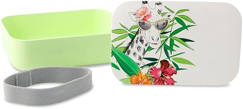 BIOZOYG - Boîte de Conservation Alimentaire en PLA avec Feuilles - Boîte à Repas avec Couvercle, Lunch Box Ecologique, Décorée, Boîte de Voyage, Boîte à Repas pour Enfants 18,8x12,5x6,3 cm - Nail Gallerys