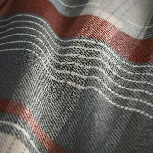 Dreams & Drapes - Housse de Couette à Carreaux Rouges - 260 x 220 cm - 2 taies d'oreiller - 100% Coton brossé Doux - Housse de Couette à Carreaux Gris et Rouge Bordeaux - Literie Rouge à Tartan - Nail Gallerys