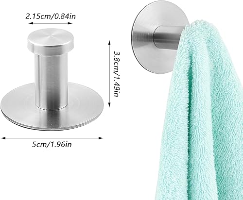 Fyihoxi 2 PCS Crochet Adhesif Mural, Crochet Adhesif Mural en Acier Inoxydable Ø 50mm, Crochet Adhésif Charge Lourde, Porte Manteau Mural Sans Percage pour Cuisine, Salon et Bureau - Nail Gallerys