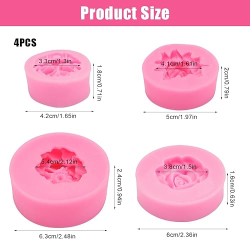 4 Pièces Moule Silicone Fleur, Moule Bougie Fleur, Moule A Bougie Silicone, Moule En Silicone pour Fleurs, Moules à Savon, Fleur Silicone pour Fabrication de Savon, Bougies, Gâteaux, Bonbons - Nail Gallerys