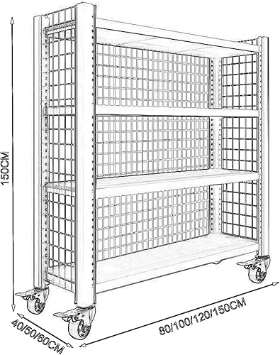 Étagère de garage robuste réglable à 4 niveaux avec grille métallique pour entrepôt industriel, sous-sol et magasin – Noir (150 x 60 x 150 cm) - Nail Gallerys