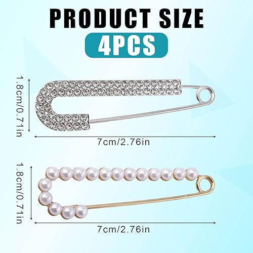 4pcs Broches et Épingles pour Femmes, Épingles de Sûreté Délicates Épingles de Sûreté Décoratives Accessoires de Vêtements pour Femmes à la Mode pour Vêtements Chemise Turban Robe - Nail Gallerys