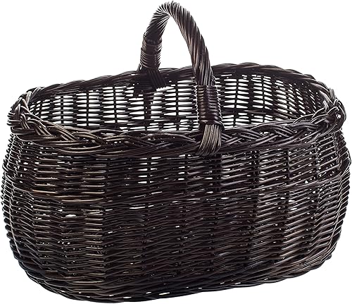 Panier à anses en osier pour courses, couleur naturelle ou laqué en 3 couleurs différentes, spacieux et confortable, panier cadeau, 45 x 30 x 35 cm - Nail Gallerys