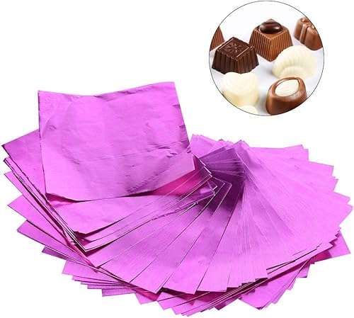 EVTSCAN 100 Pcs/Lot Carré Bonbons Bonbons Chocolat Lolly Foil Wrappers Confiserie 3 'X 3' Multicolores(Rose rouge) - Nail Gallerys