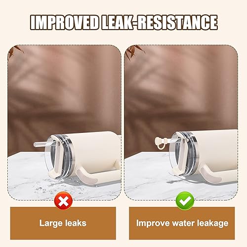 6pcs Silicone Bouchon Anti Déversement, Bouchon Anti Déversement Bouchon de Paille Anti Déversement avec Couvercles de Paille Compatible avec la Coupe Stanley 2,0 40/30oz (Jaune Crème) - Nail Gallerys