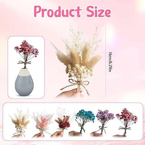 Mini Bouquets de Fleurs Séchées Naturelles Lot de 6 Fleurs Séchées Resine Epoxy Paquets de Fleurs séchées pour Petits Cadres Photo, Bricolage,Scrapbook Cadre Photo Décoration Nail Art Artisanat - Nail Gallerys