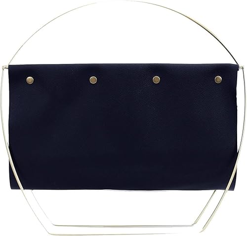 C L'AFFAIRE Porte-Revues Arrondi en Métal Doré et Toile Simili Cuir Noir - Nail Gallerys