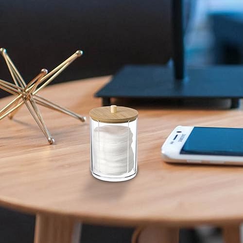 Shenrongtong Cotons-tiges,Conteneurs Salle Bain | Distributeur Cotons-tiges, Bocal d'apothicaire Grand Espace Rangement pour Le Stockage des couvercles en Bambou Marron - Nail Gallerys