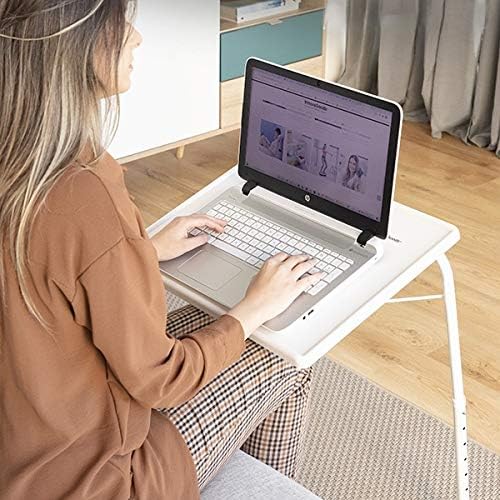 MODEZVOUS - Table d'appoint Pliante Table Pliante Portable, Table Pliante pour Ordinateur Portable, Table réglable en Hauteur pour Chambre, Salon, Lit - Pliante - Réglable en Hauteur - Blanc - Nail Gallerys