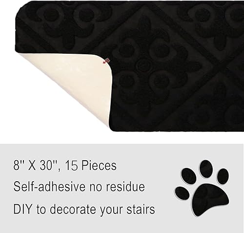 Lot de 15 Marchette D'escalier Auto-adhésif Tapis D'escalier Antidérapants Pour Marches En Bois Tapis D'intérieur Amovible De 76 X 21cm Pour Chiens Enfants Aînés (Rouge,Kit De15 Marchettes) - Nail Gallerys