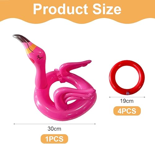 OUDQFCJ Lot de 5 flamants roses gonflables - Jeu de lancer d'anneaux pour enfants - Jeu de lancer gonflable pour enfants - Jeu de lancer flamant rose - Avec 4 anneaux - Pour l'été, les fêtes - Nail Gallerys