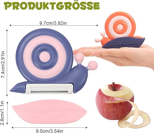 Lot de 2 éplucheurs à escargots avec couteaux en céramique - éplucheurs pour enfants avec poignées antidérapantes | éplucheurs à bandes pour légumes et fruits | aides de cuisine adaptées aux enfants - Nail Gallerys