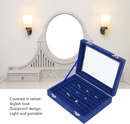 Joyzan 7 Fente Boîte Rangement Velour, Clair Couvercle Boite Bague Section Plateau Presentoir Bijoux Organisateur Anneaux Bracelet Coffret Bouton Manchette Vitrine Boucle Clous Oreille Emplacement - Nail Gallerys