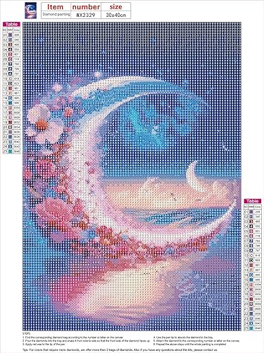 QENSPE Peinture Diamant Adulte, Lune Fleurs Diamond Painting Complet 5D Fantaisie Lune Diamant Kit Enfants, Diamant Strass Point de Croix Cristal Painting pour Murale Décoration 30x40cm - Nail Gallerys