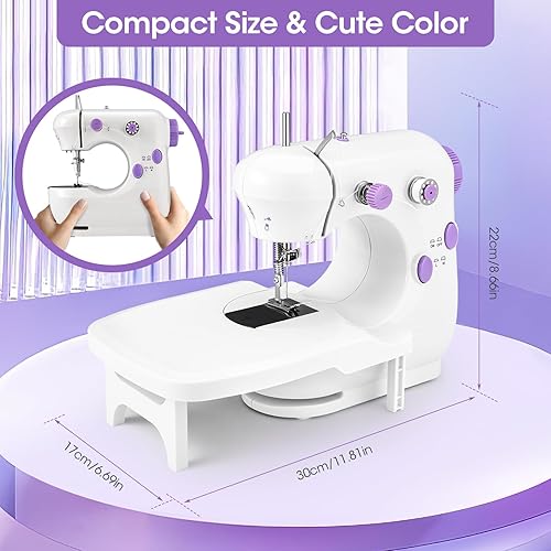 Machine à Coudre pour DéButant, Machine à Coudre de Bureau Portable, Mini Machine à Coudre éLectrique RéGlable à 2 Vitesses pour VêTements, Rideaux, Artisanat, Maison, Blanc - Nail Gallerys