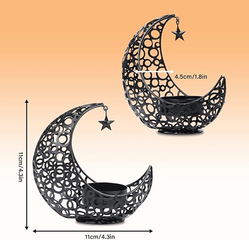 Encuryna Photophore en forme de lune - Lanterne - Décoration de table - Vintage - En métal - Pour Noël, barbecue, Saint-Valentin - Nail Gallerys