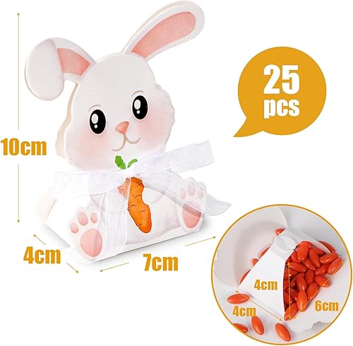 25PCS Mini Boîtes Cadeaux Lapin avec Ruban Organza pour Pâques Boîte de Bonbon Papier Emballage Chocolat Cadeau Fête Décoration Pâques - Nail Gallerys