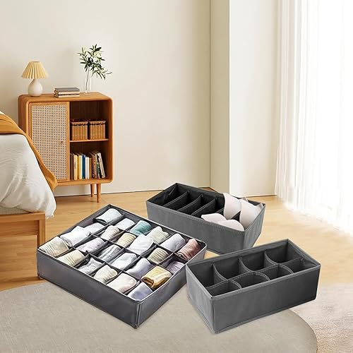 talifoca Lot de 4 Boites de Rangement de Non-tissé, Boite Organisateur Tiroir,Organiseurs de tiroir Pliable et Respirant, Rangement Tiroir Ideal pour Soutiens-Gorge, Cravates,Sous-Vêtements, - Nail Gallerys
