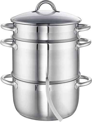 KARL HAUSMANN Extracteur de Jus Vapeur - 8L - Extracteur de Jus Acier Inoxydable - Convient à Tous les Types de Cuisinières, y Compris à Induction - Extracteur Confiture - Extracteur de Jus a Chaud - Nail Gallerys