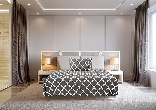 Utopia Bedding Microfibre Ensemble de Draps (3 pièces, Imprimé Gris) - 1 Drap Housse 90x190cm, 1 Drap Plat 167x243 cm et 1 Taie d'oreiller 50x75cm - Nail Gallerys