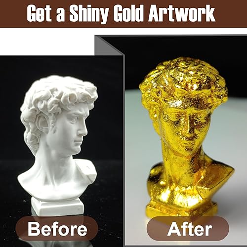 Décoration de feuille d'or 200 ml, ensemble de dorure adhésive en feuille d'or pour les arts et l'artisanat – adhésif pour dorure 100 ml, peinture en feuille métallique 100 ml, 4 pinceaux, 2 gants - Nail Gallerys