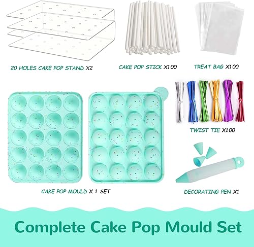 Moules à pop, 100 Bâtons + 100 sachets à friandises + 100 attaches torsadées en couleurs mélangées + 1 stylo de décoration - Nail Gallerys