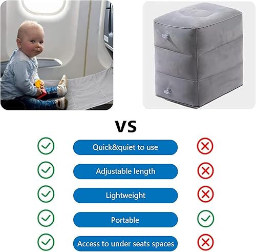 Airplane Bed for kids - Repose-pieds pliable en avion - Hamac - Repose-pieds portable pour les voyages en avion à courte distance - Gris - Nail Gallerys