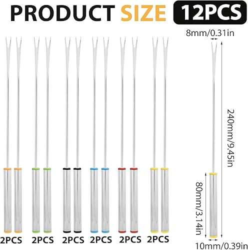 Fourchette à Fondue en Acier Inoxydable, Lot de 12 Fourchettes à Fondue en Acier Inoxydable, Couverts à Fondue pour Camping Barbecue Fondue - Nail Gallerys