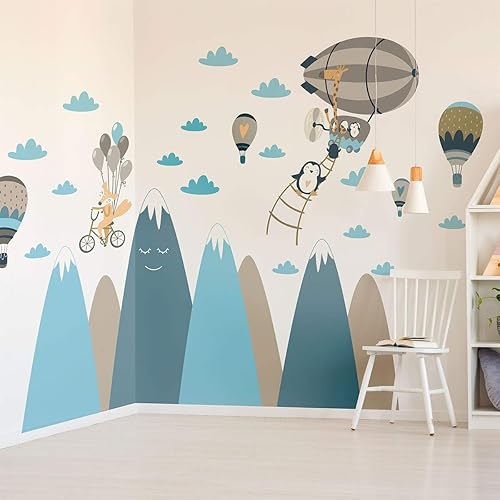 Sticker Muraux Autocollant Enfants Decoration Géant Montagnes Scandinaves pour Chambre Bébé/Animaux en Voyage 50 x 90 cm - Nail Gallerys