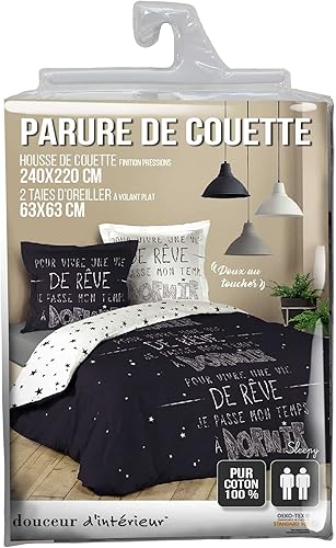 Douceur d'Intérieur, Parure 3 Pièces (260 x 240 cm) Doris, 100% Coton - Nail Gallerys