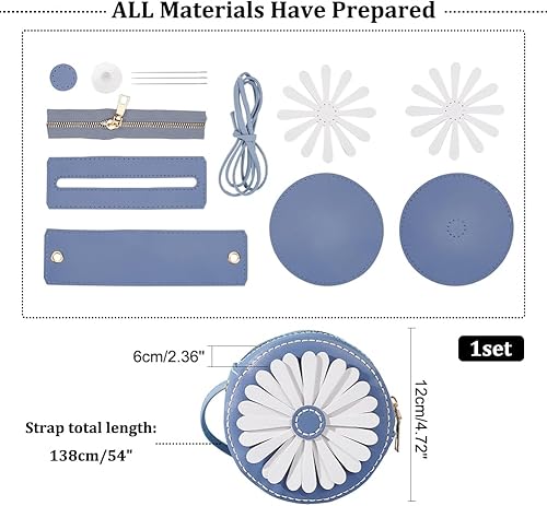 WADORN Kit de Couture DIY, Bricolage Artisanat Joli Sac à Bandoulière, Matériaux de Motif de Fleur Mignonne, Kit Rond pour Accessoires, Rose - Nail Gallerys