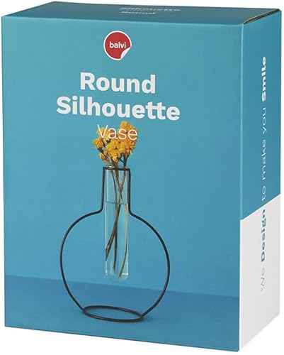 Balvi Vase Round Silhouette Couleur Noir Vase décoratif en Verre et métal Vase Original en Forme de t - Nail Gallerys