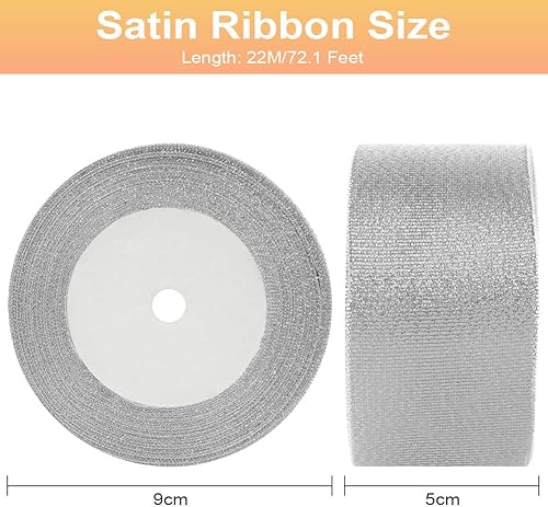 HOTUT 2 Rouleaux Ruban en organza scintillant, Ruban Satin Cadeau Emballage Large 50 mm, 22M ruban de décoration, Rubans de Soie Décoratif d'arc pour Mariage, Fête Halloween, Artisanat - Or - Nail Gallerys