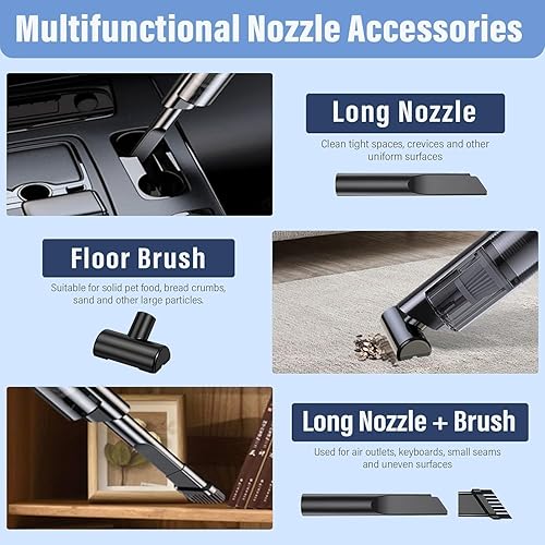 Anluomafuy Aspirateur à Main, 6000Pa Aspirateur Voiture, Mini Aspirateur Voiture sans Fil, avec Lampe LED/Filtre Lavable HEPA pour Canapé Maison Voiture Bureau Table - Nail Gallerys