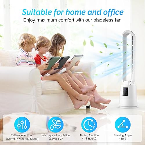 Ventilateur colonne,ventilateur colonne silencieux, mode 3 vitesses 3 vents, télécommande, 80 W, minuterie de 8 heures, balançoire à 60°,ventilateur colonne pour salon et chambre - Nail Gallerys