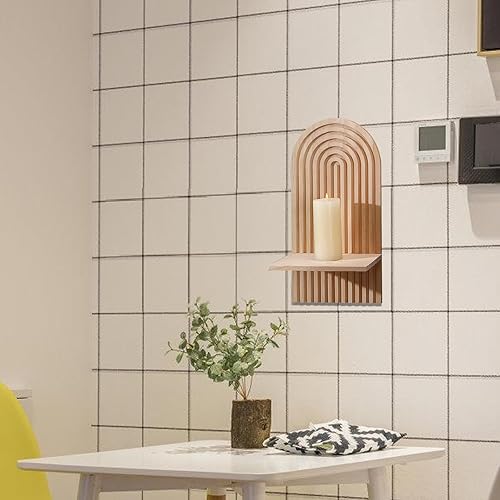 Lot de 2 Étagère Murale, Étagères Flottantes, Etagères Murales, en Boho, Décoratif en Bois pour Étagère Murale sans Percage Étagère Flottante en Bois De Chêne Massif, pour Salon, Cuisine, Chambre - Nail Gallerys