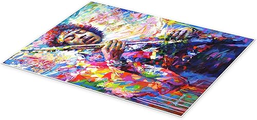 Jimi Hendrix II Poster de Leon Devenice 50 x 70 cm Bleu Tableaux Décoration murale - Nail Gallerys
