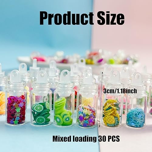 ROMOLY 30pièces Mini Bouteilles en Verre avec Paillettes, Pendentifs De Bouteille, Boucles d'oreilles DIY (Au Hasard) - Nail Gallerys