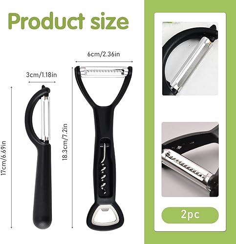 Éplucheur, Lot de 2 Éplucheurs Universels en Acier Inoxydable - Poignée Ergonomique, Lame Tranchante pour les Fruits et Légumes, 3 en 1, Design Pratique, Adapté à la Cuisine de Tous les Jours - Nail Gallerys