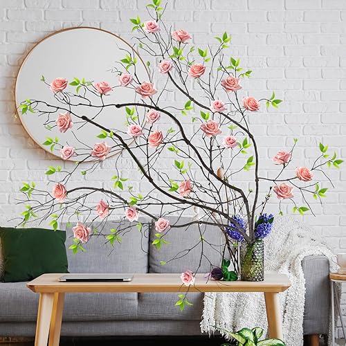 Giegxin Lot de 4 branches d'arbre artificielles malléables - Longueur totale : 610 cm - Tronc d'arbre - Branches d'arbre pliables - Fausses plantes à suspendre avec brindilles de vigne et feuilles - Nail Gallerys