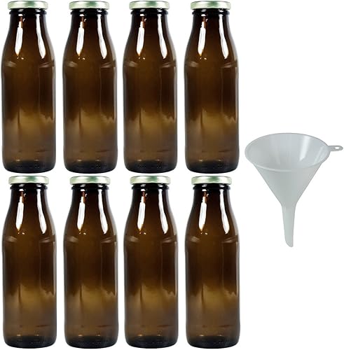 Mikken Lot de 8 bouteilles de lait à remplir soi-même avec bouchon à visser Marron 500 ml - Nail Gallerys