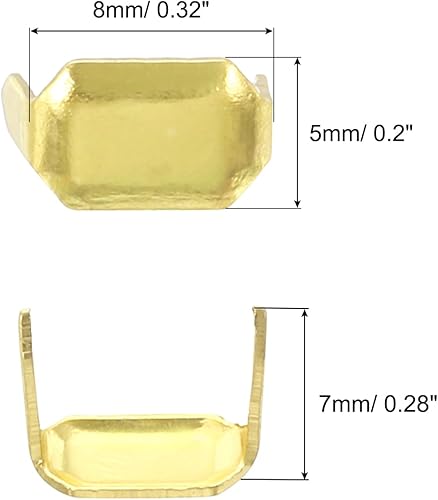 QUARKZMAN 50Pièces Agrafes en Laiton pour Cuir, Attaches à Deux Dents de 8 mm pour Maintenir Les Boucles de Ceinture en Cuir, Ton Doré - Nail Gallerys