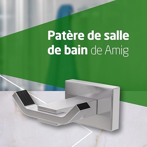 Amig - Patère de salle de bain Mod. 8 | Crochet mural avec vis incluses | 71 x 76 x 35 mm | Zamak | Argenté | Finition chromée brillante - Nail Gallerys