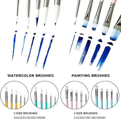HIMI Lot de 5 pinceaux à gouache pour acrylique, huile, aquarelle, visage et corps, beau cadeau pour les amateurs, les enfants et les adultes (vert, pinceaux aquarelle) - Nail Gallerys