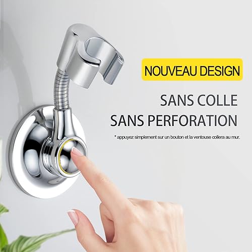 Support de pommeau de douche ventouse support à main hauteur réglable support de pommeau de douche, support de ventouse mural amovible multidirectionnel (H5) Chromates - Nail Gallerys