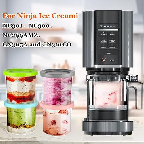 MAOOY 4 coupes accessoires pour machine a glace ninja，600ml, pot ninja creamy Coupelles à accessoires de couleur Bleu, Gris, Minute, Vert couvercle,Machine à glace adaptée à la série NC299,NC300,NC301 - Nail Gallerys