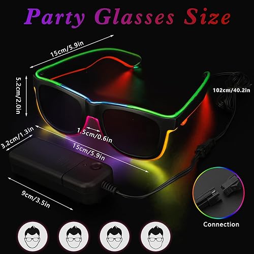 Hifot Lunette LED avec Fil EL, Lunette Lumineuse Néon 4 Modes de Flash, Masque Lumineux Fluo Rave Glasses pour Fête Festival Halloween Carnaval Rave Noël Concerts Disco DJ EDM Bar Club Soiree Fluo - Nail Gallerys