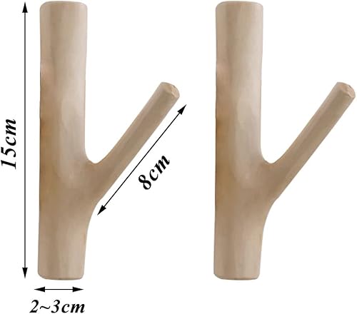 Zasvec Crochet Mural Bois 4 Pièces Patère Bois Crochet Bois Crochet Porte Manteau en Bois Crochet Mural de Branche Crochet en Bois Naturel Patères en Bois Mural Patere Autocollante (Largeur 2-3 cm) - Nail Gallerys